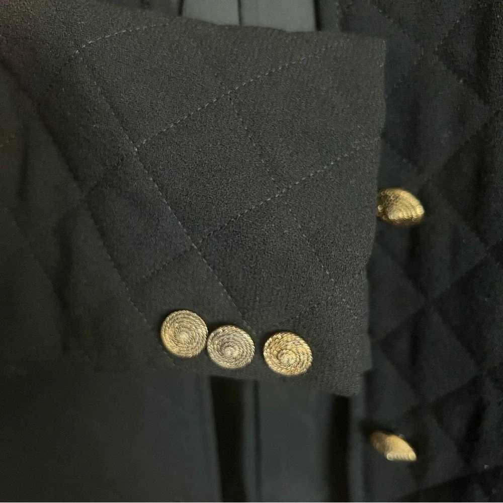 VTG Jaeger Jacket/Blazer SZ 12 BLK Quilted Retro Classic Cropped Button Up - Picture 5 of 13